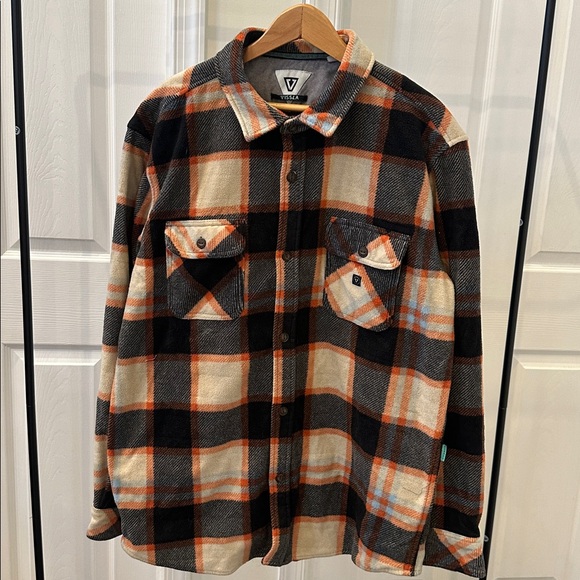 Vissla Fleece Plaid Long Sleeve Button Down Shirt - Picture 1 of 11